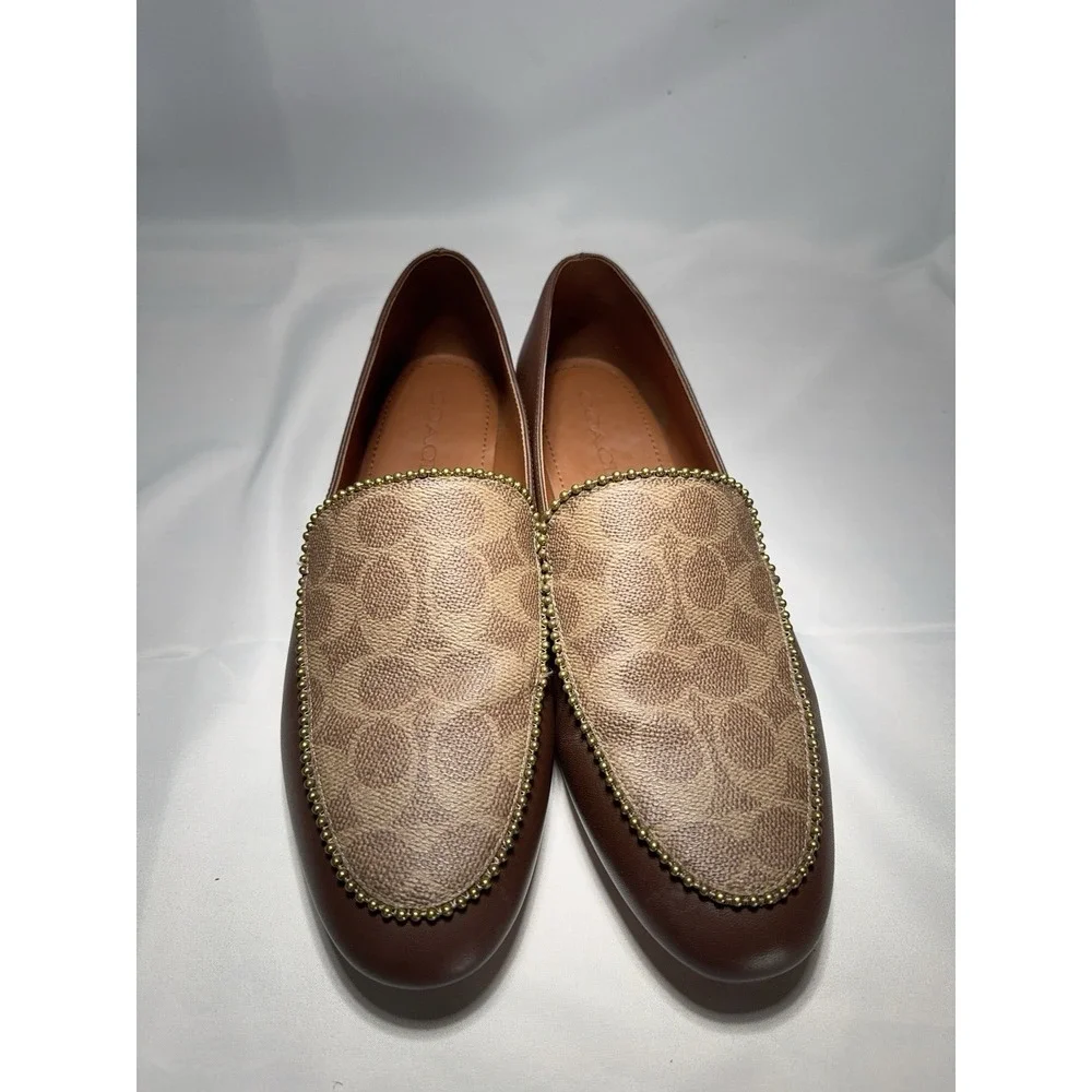 Coach Harper Beadchain Trim Leather Loafers Size 9.5 Women's Shoes‎ Msrp $500